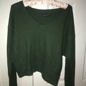 Long sleeve Olive green waffle knit sweater